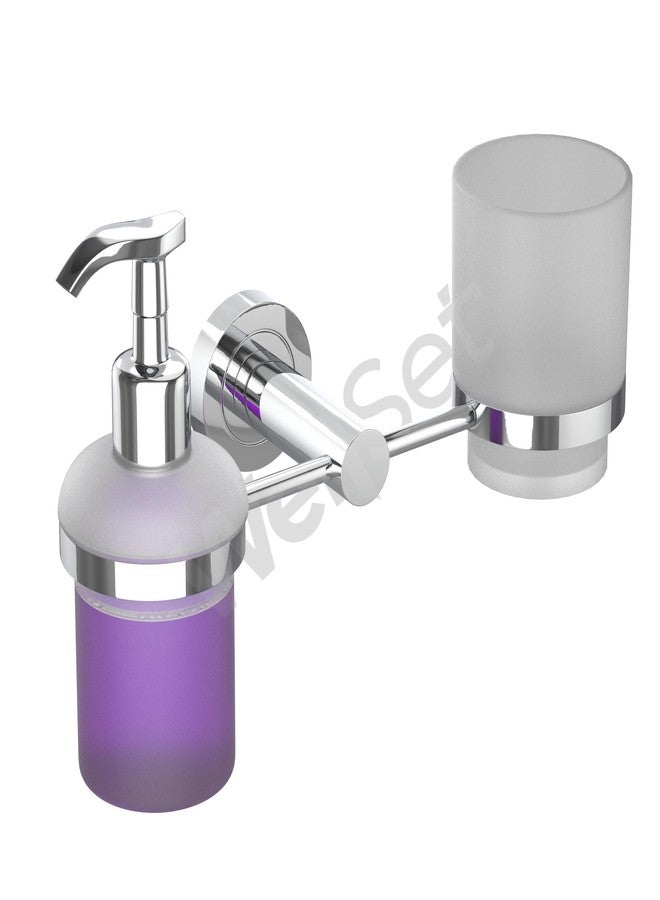 Well Set Modern Bathroom Accessory Set, Wall-Mounted Soap Dispenser and Toothbrush Holder, Chrome Finish - Image 4